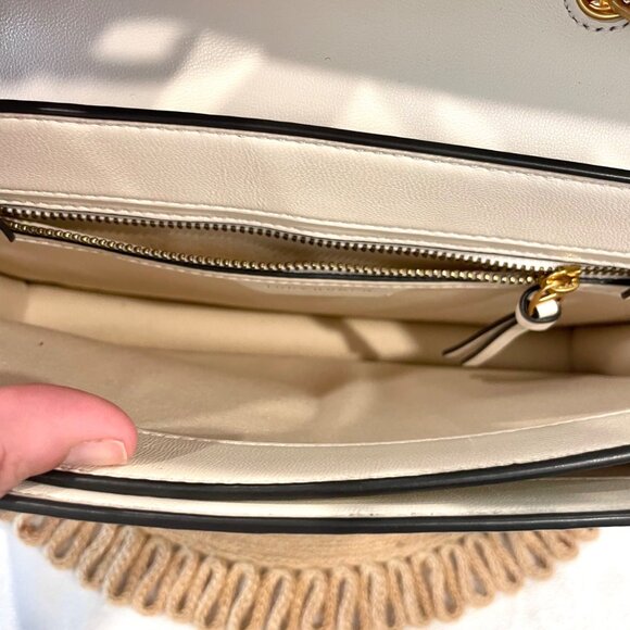 Tory Burch Gemini Link Chain Embossed Medium Shoulder Bag Natural Snakeskin - Picture 11 of 12